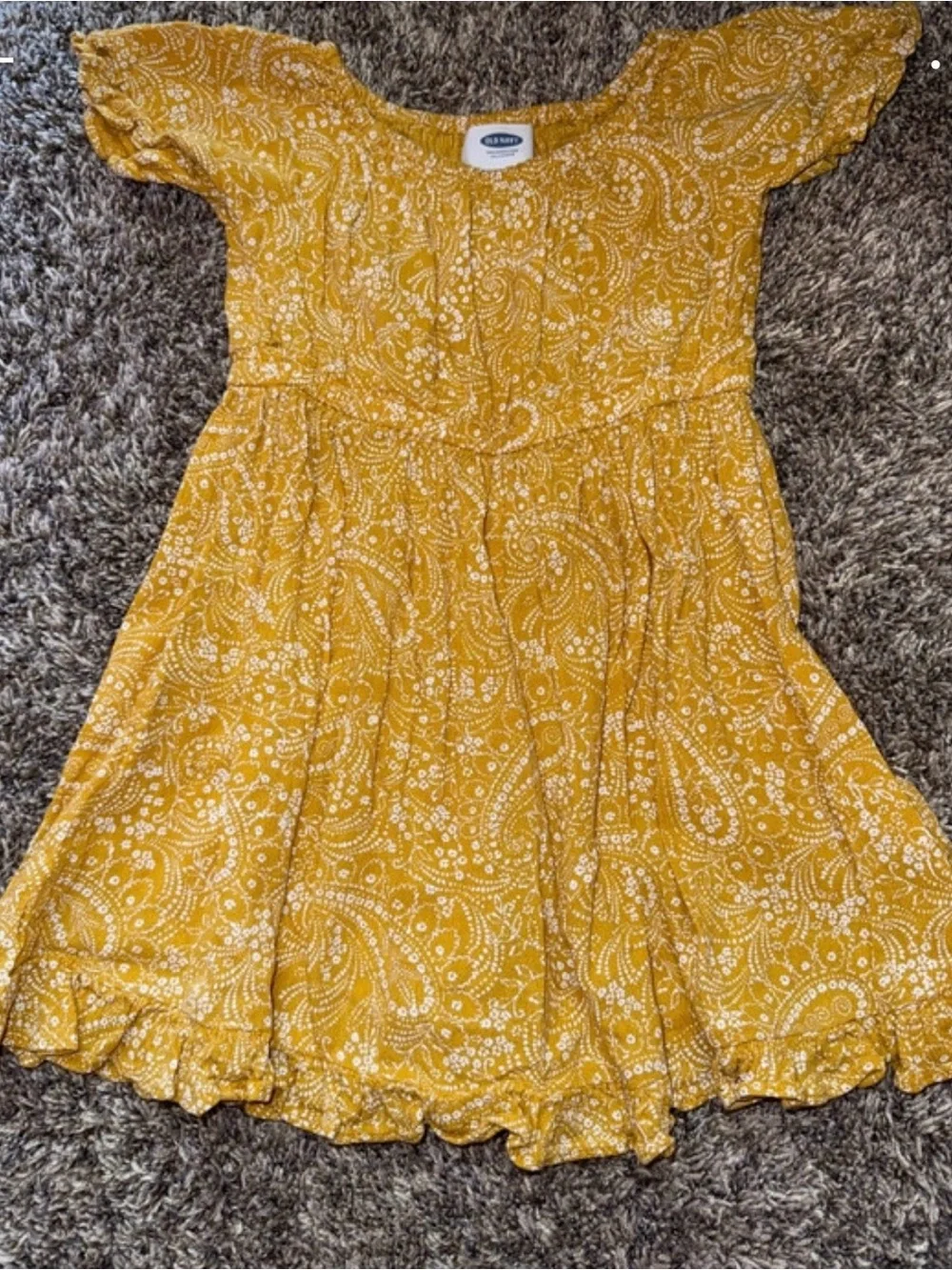Old Navy Mustard Yellow Paisley Flutter Sleeve Dress